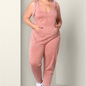 Venus plus size tie shoulder jogger jumpsuit